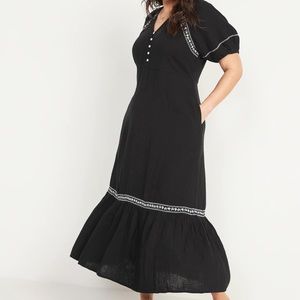 Crinkle-Crepe Maxi Swing Dress Sz Large